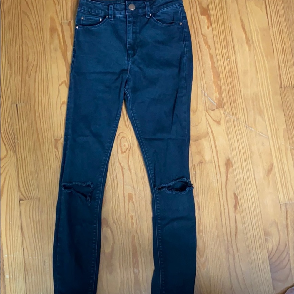 ASOS High Waisted Skinny Jeans with Knee Rips